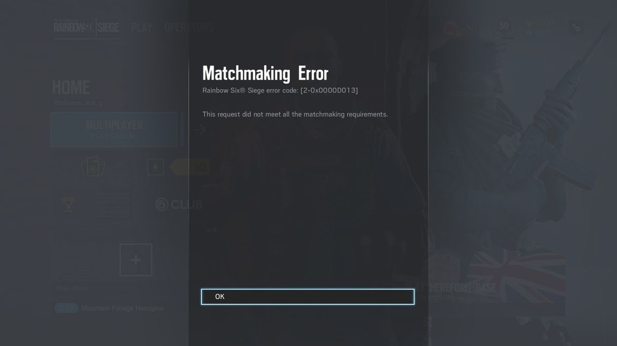 How to Resolve Rainbow Six Siege Matchmaking Error 2-0x0000d013