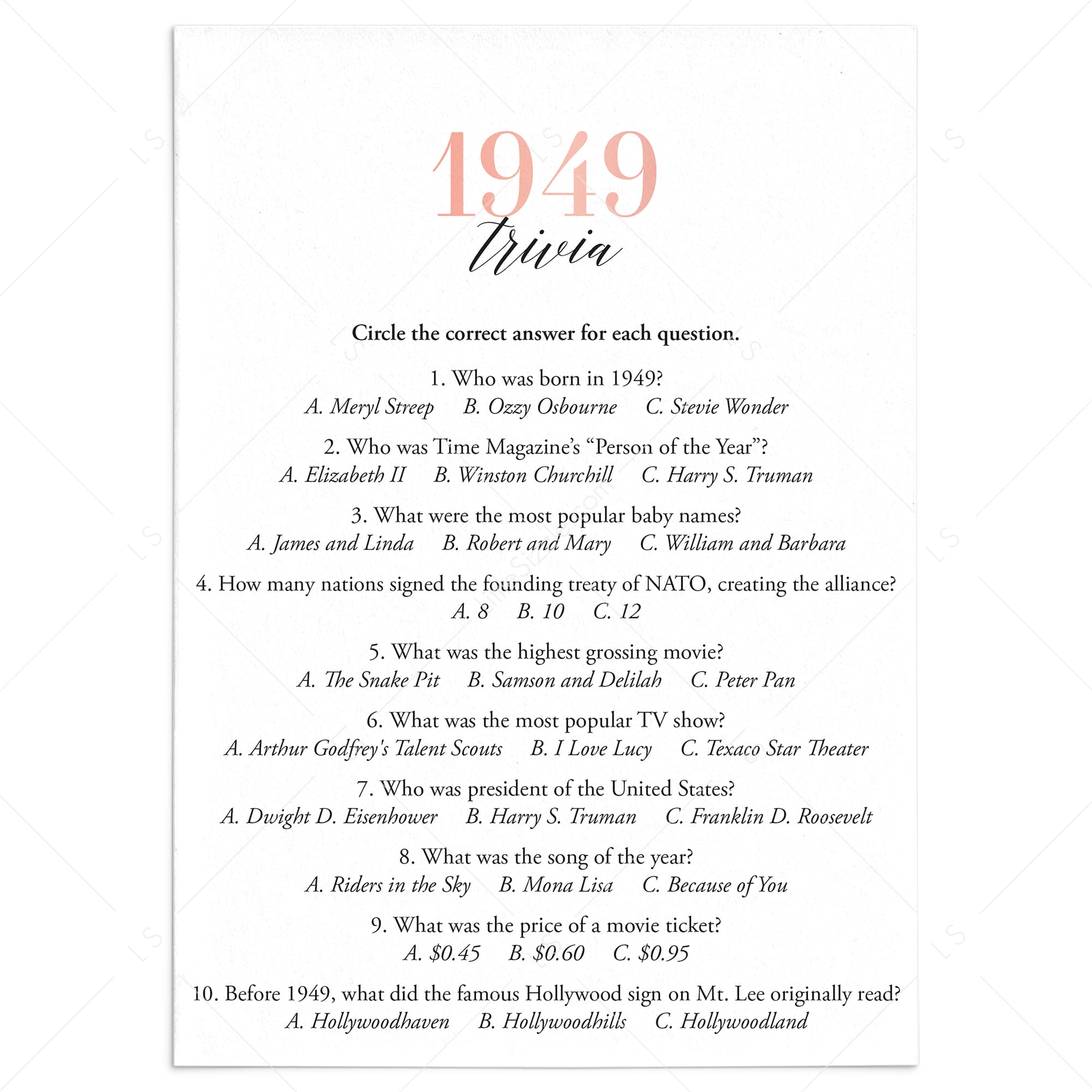 1949 Trivia Questions and Answers: Test Your Knowledge of a Historic Year