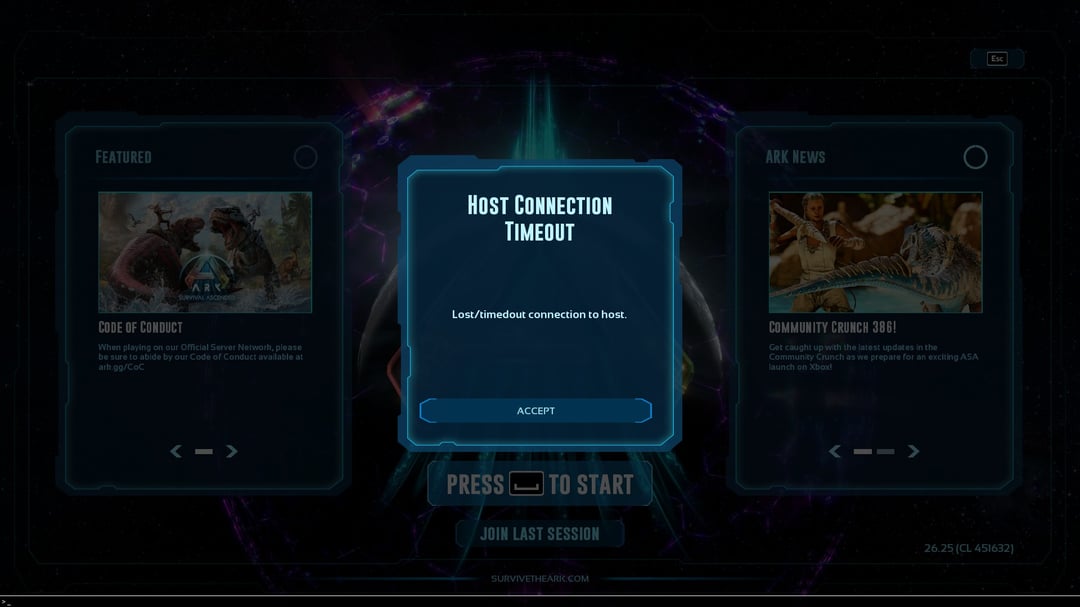 Troubleshooting Host Connection Timeout Issues in ARK