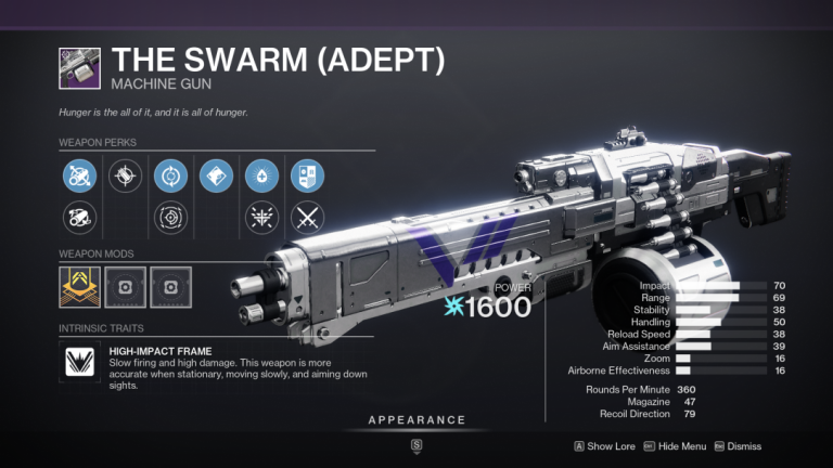 Unlocking The Swarm Adept in Destiny 2: Top Stats and Roll Recommendations