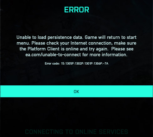Game Error: Battlefield Unable to Load Persistent Data Help