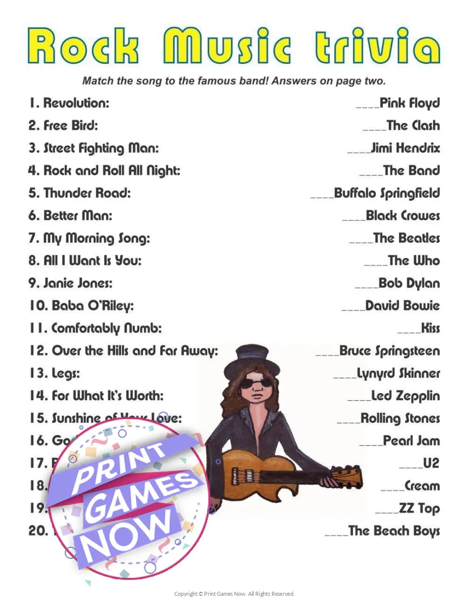 Classic Rock Trivia Questions and Answers: Easy to Hard Levels!