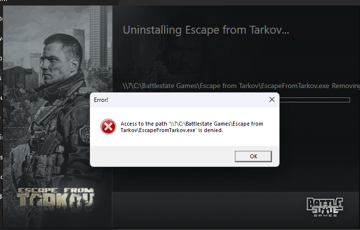 Problem: Cant Uninstall Escape from Tarkov - Solved!